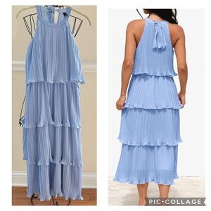 Zesica Sleeveless Halter Neck Tiered Midi Swing Dress